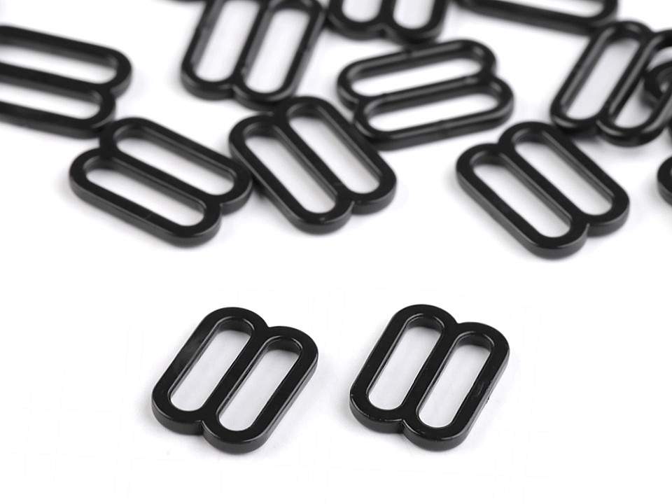Inele și reglori sutien, lățime 12 mm - Negru (20 Bucăți)