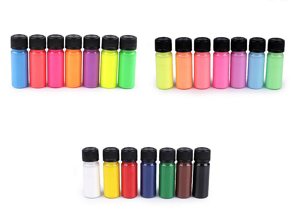Set 7 culori pentru materiale textile art e miss, fluorescente - Mix nr. 3 (1 Set)