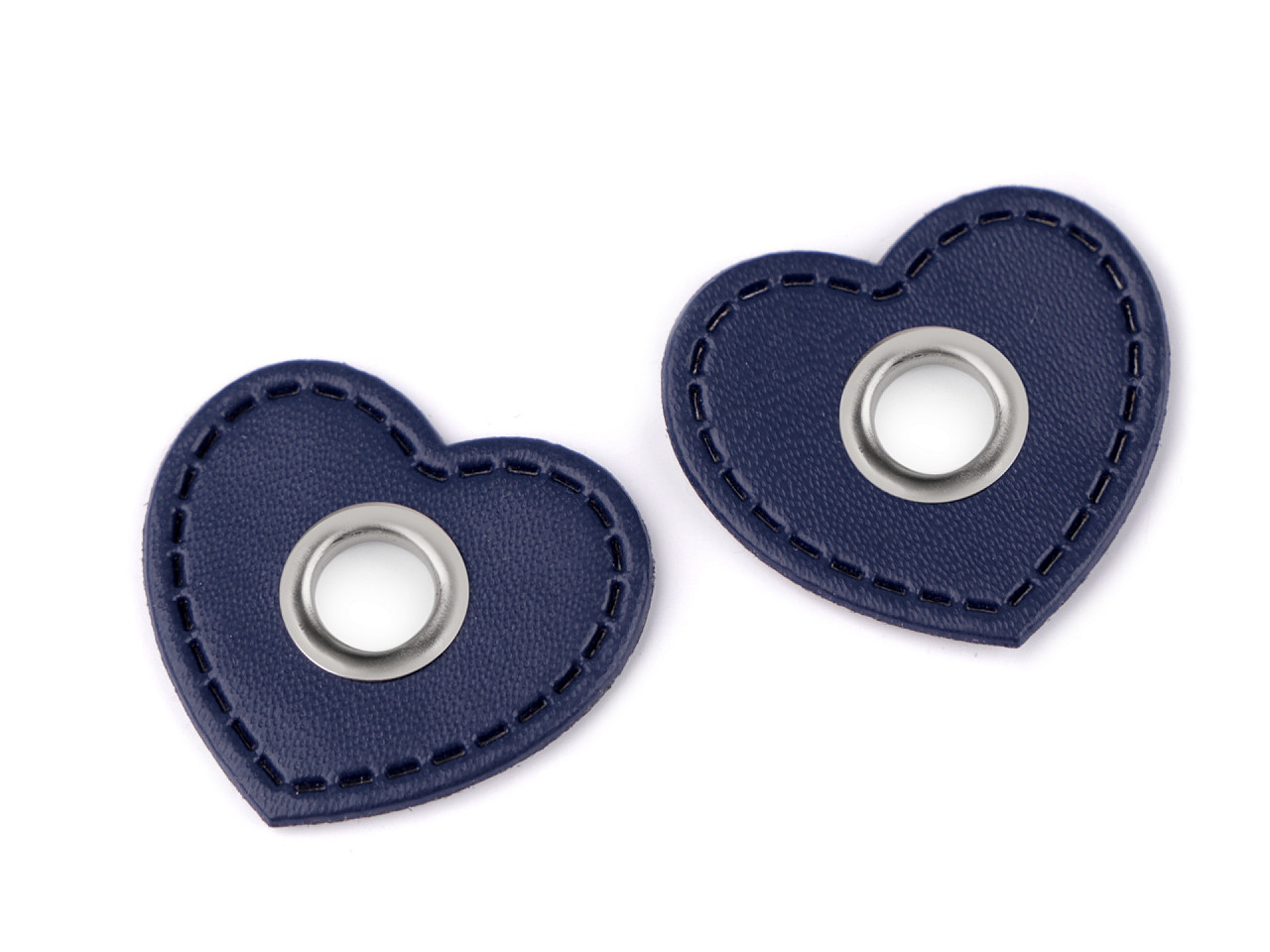 Ocheți metalici inimă din piele pentru cusut - Maro coniac (20 Bucăți)