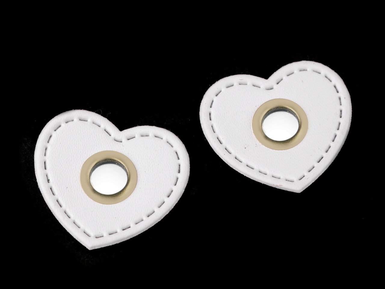 Ocheți metalici inimă din piele pentru cusut - Maro coniac (20 Bucăți)