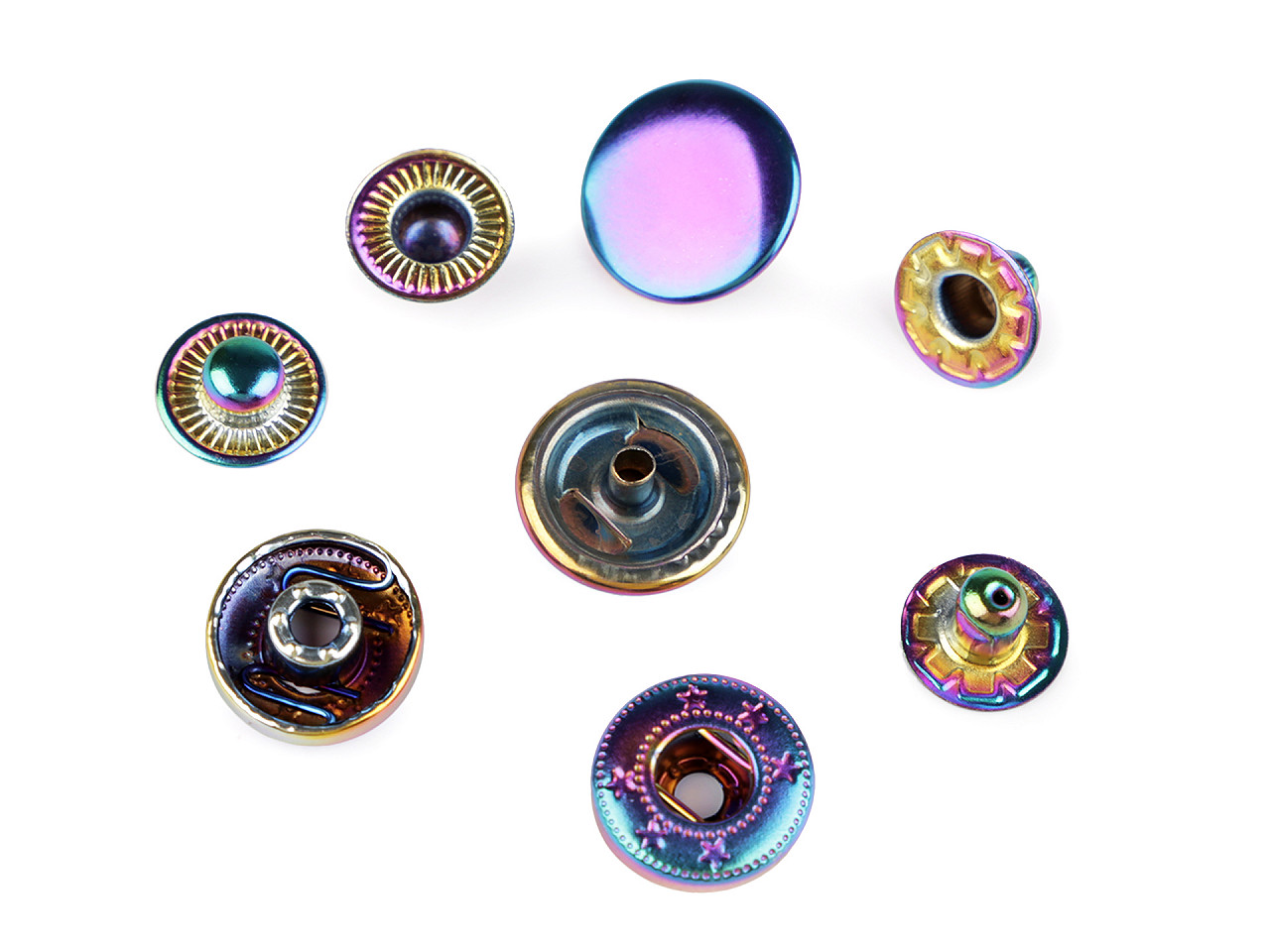 Capse metalice  ø15 mm curcubeu - Multicolor (10 Seturi)