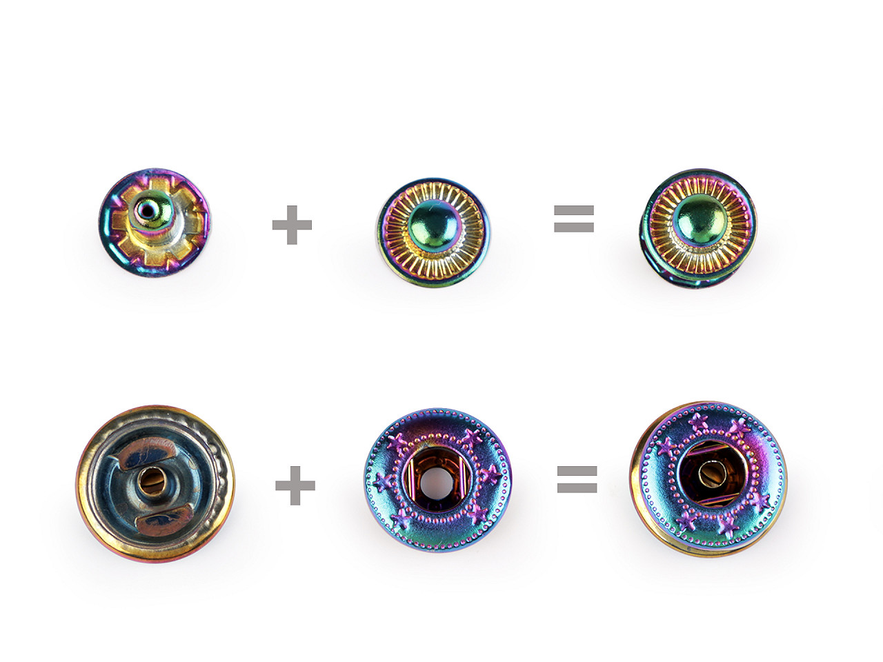 Capse metalice  ø15 mm curcubeu - Multicolor (10 Seturi)