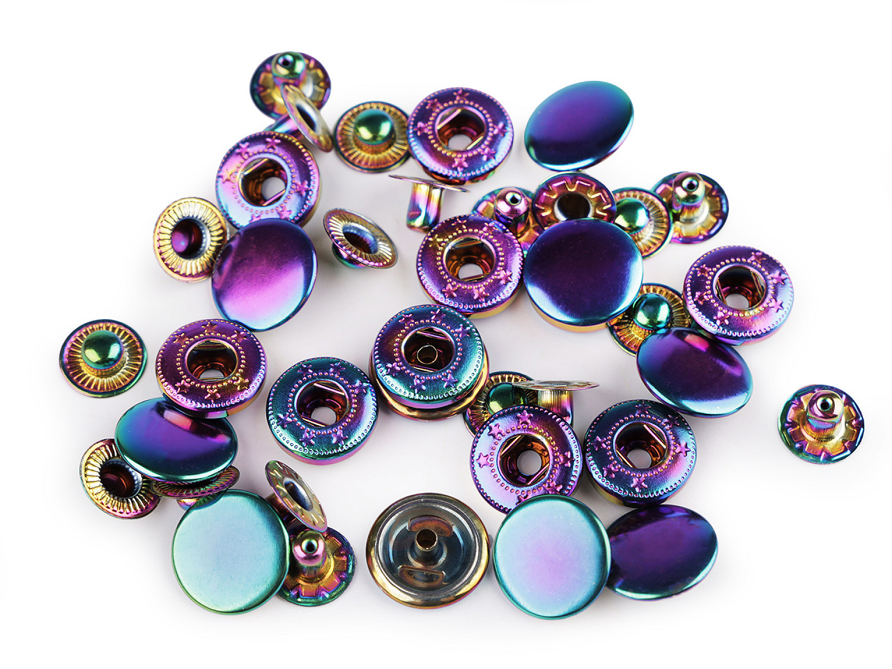 Capse metalice  ø15 mm curcubeu - Multicolor (10 Seturi)