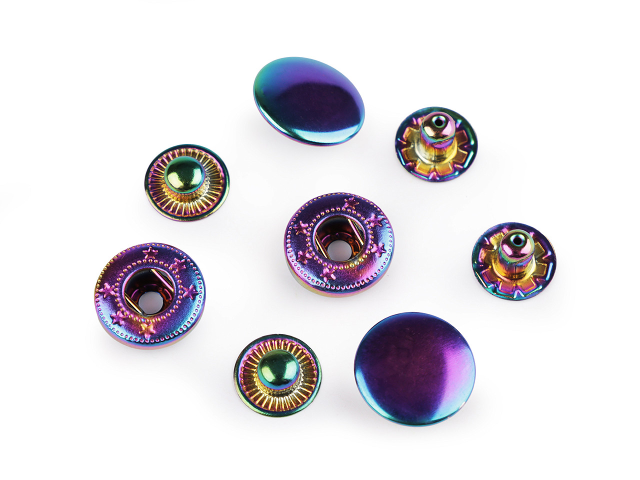 Capse metalice  ø15 mm curcubeu - Multicolor (10 Seturi)