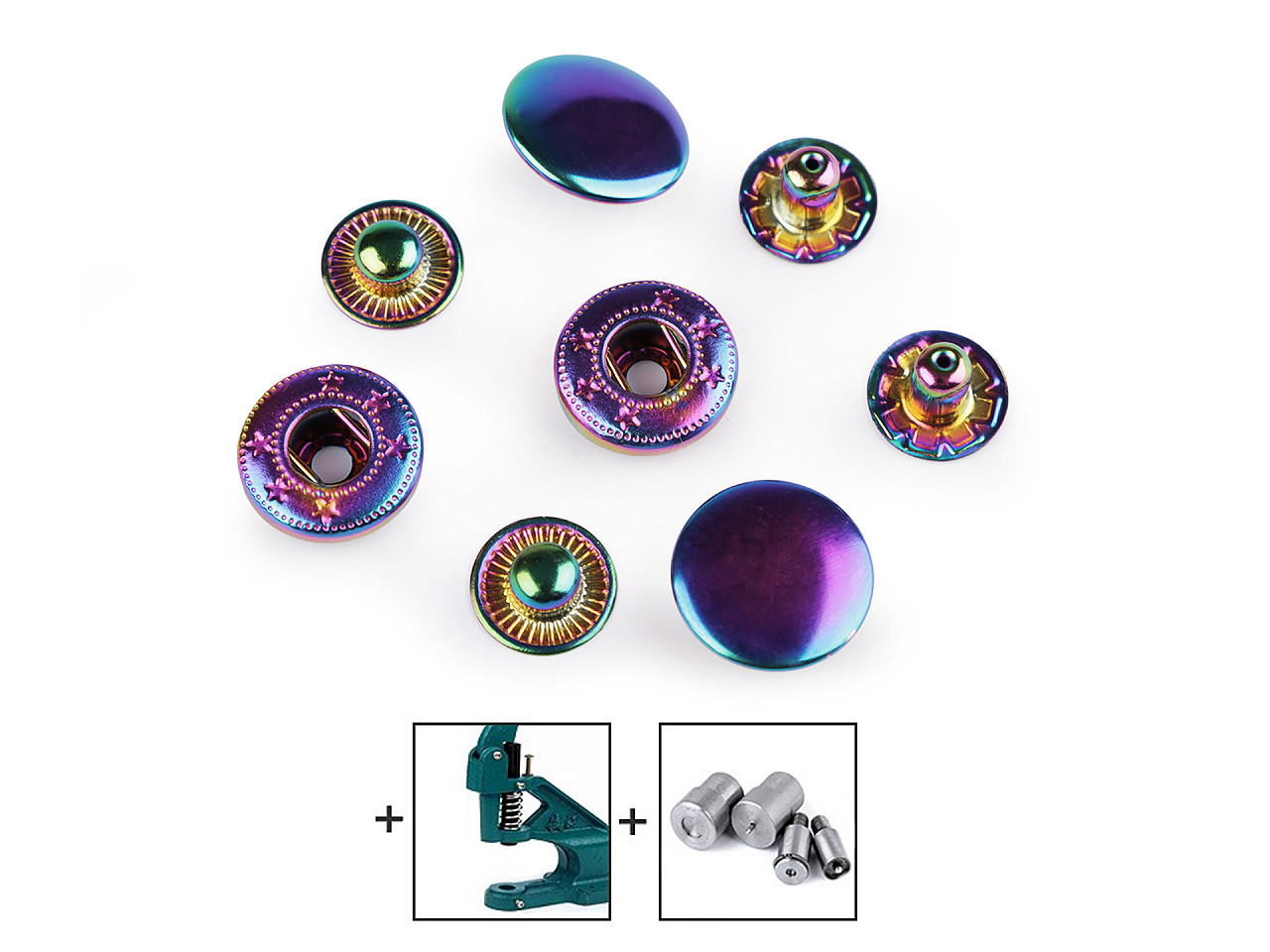 Capse metalice  ø15 mm curcubeu - Multicolor (10 Seturi)