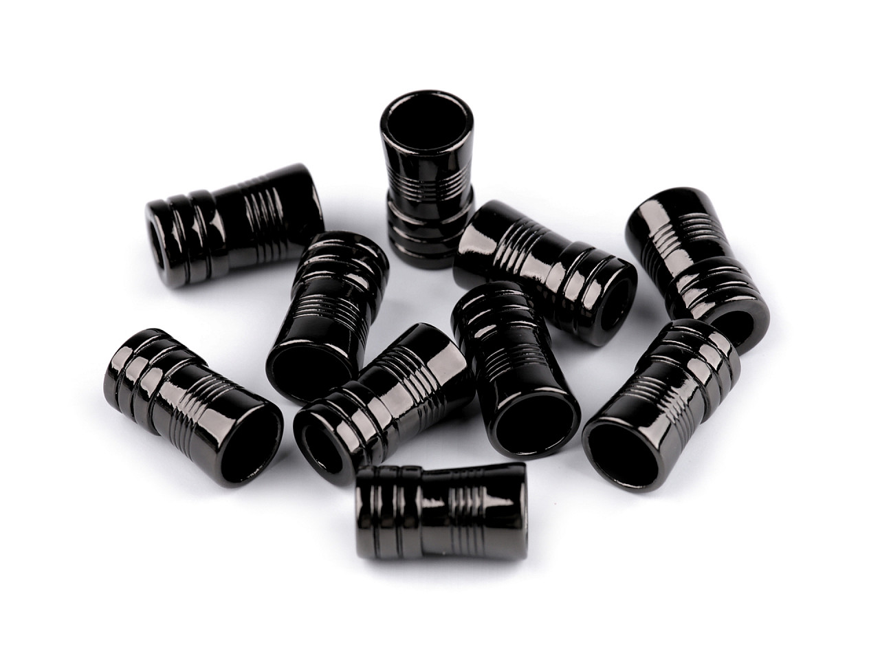 Terminație  snur ø5 mm / ornament metalic - Nichel negru (2 Bucăți)