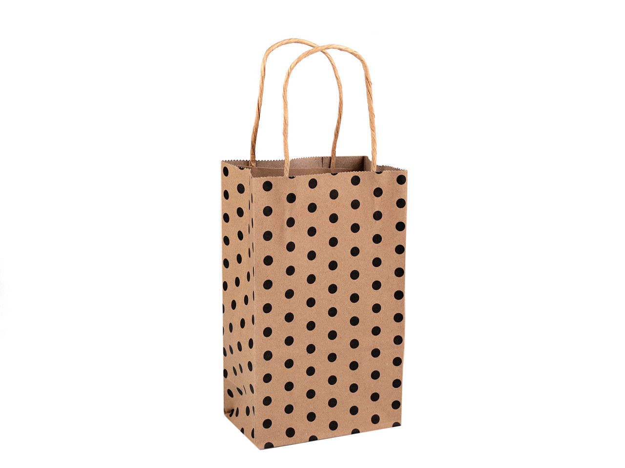 Punga de hartie cu buline 13x21,5 cm - Maro natural (5 Bucăți)