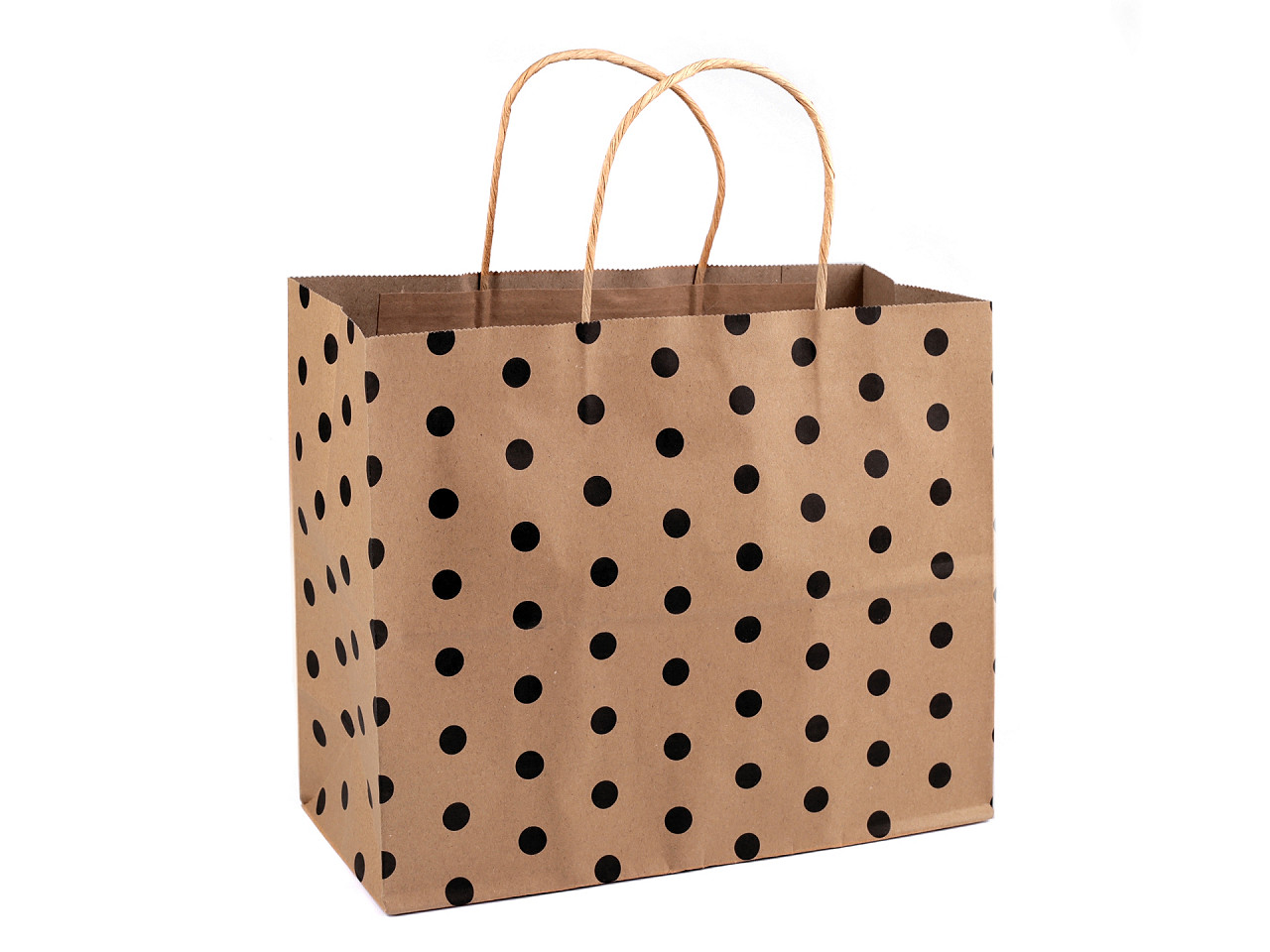 Sacoșă de hârtie cu buline 31x25 cm - Maro natural (25 Bucăți)