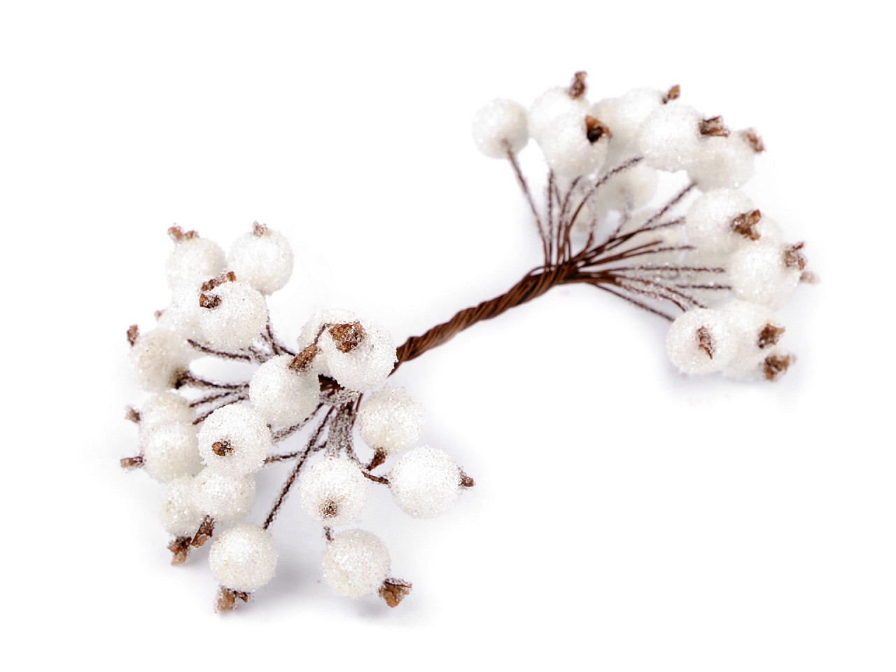 Crenguță cu bobițe artificiale pentru aranjamente - Alb (20 Bucăți)