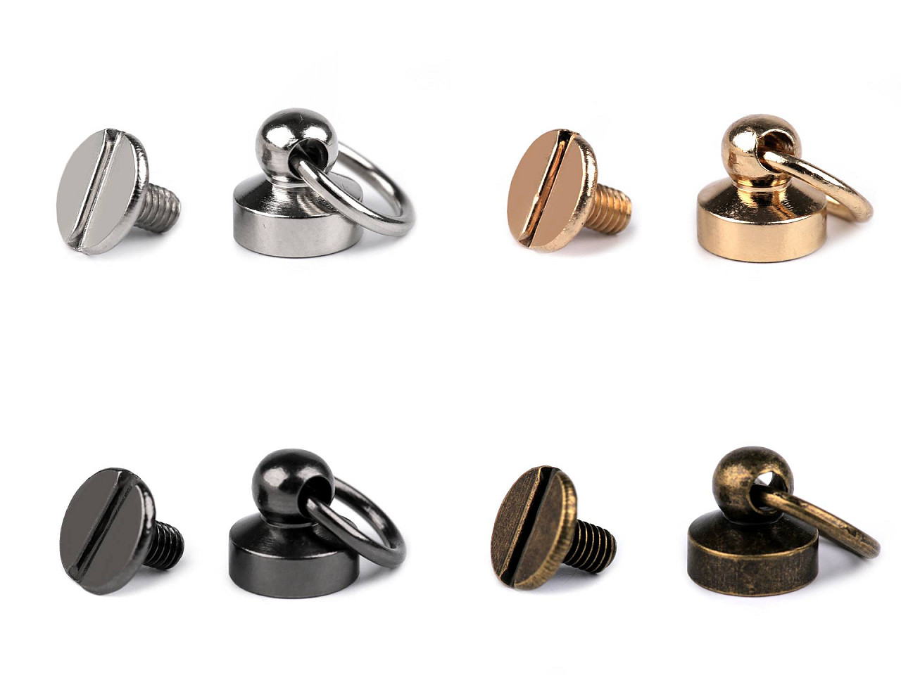 Butoni cu șurub pentru pielarie, ø8 mm - Nichel (4 Perechi)