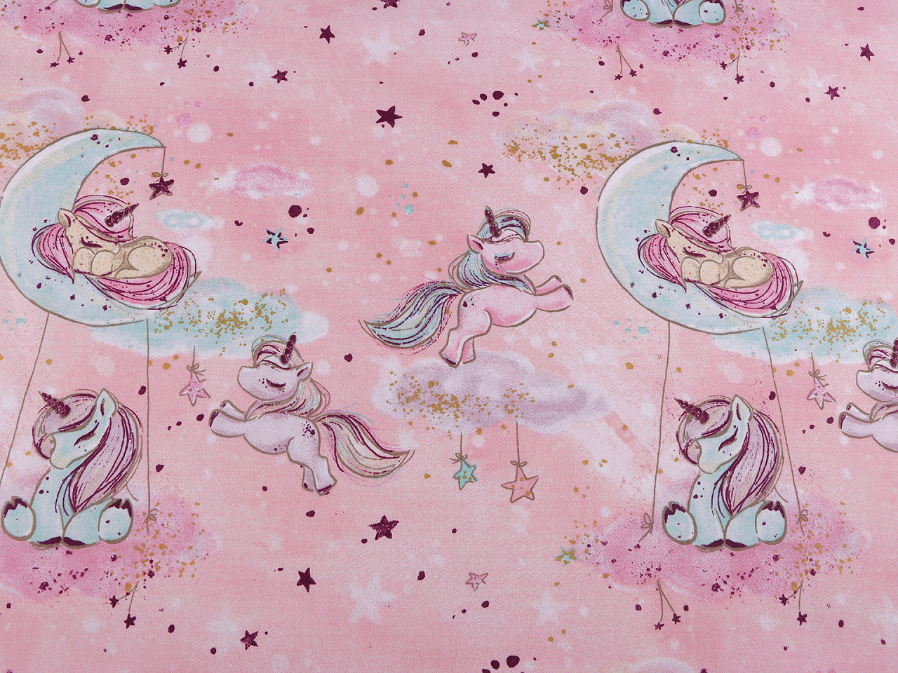 Bumbac imprimat cu motive pentru copii - Verde mentă (1 Metru)