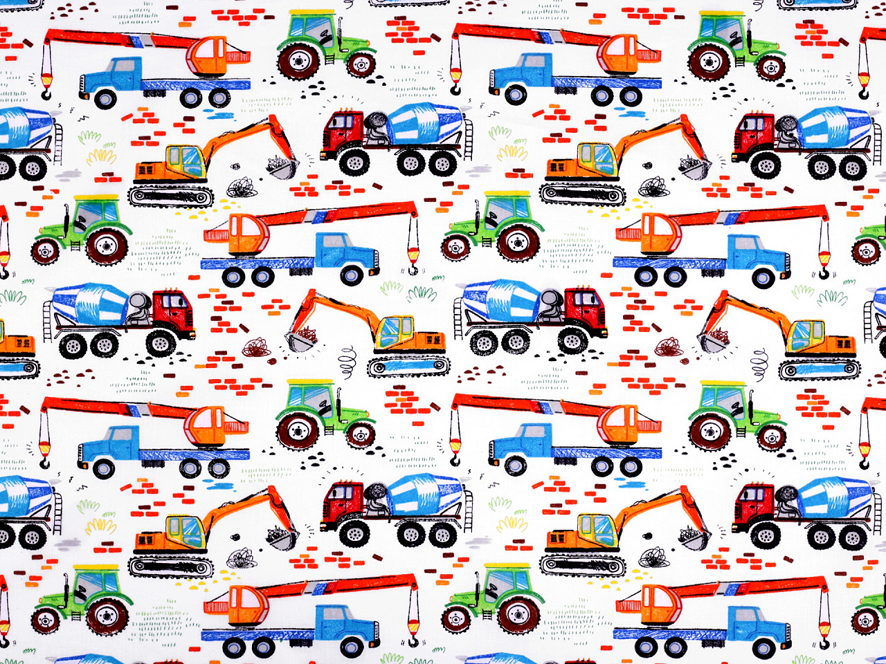 Bumbac imprimat cu motive pentru copii - Alb (1 Metru)