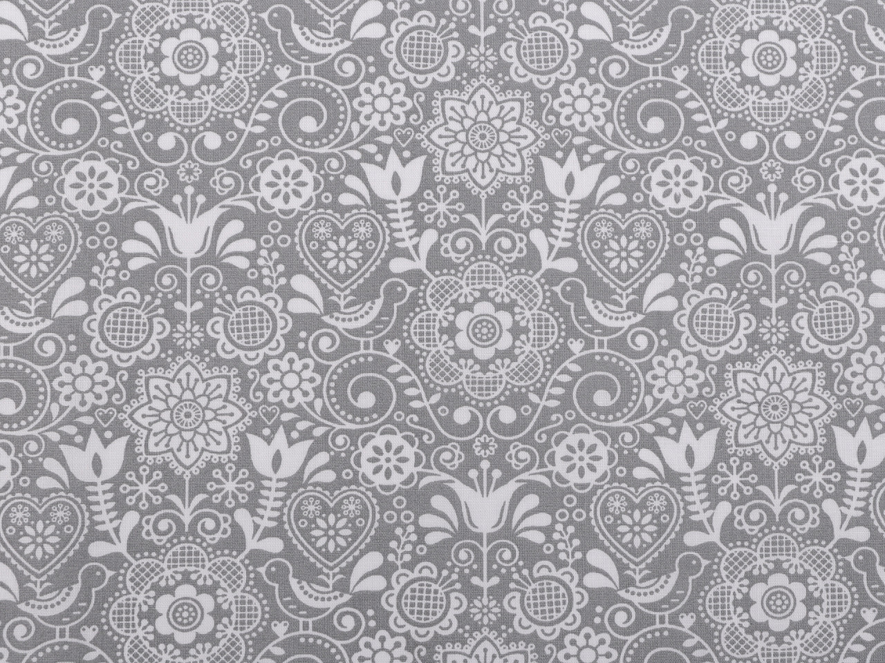 Bumbac imprimat cu motiv folcloric - Albastru închis (1 Metru)