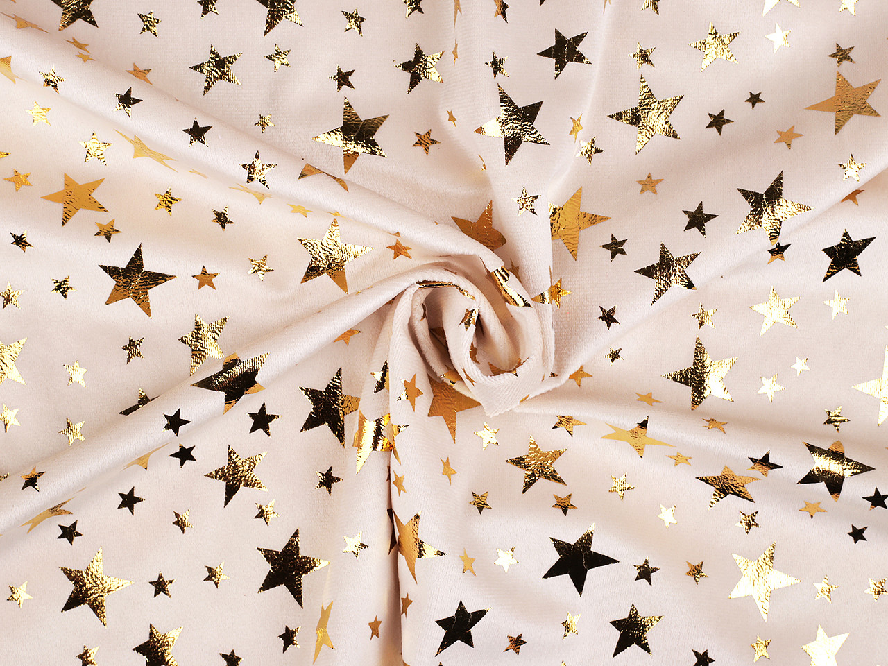 Catifea cu imprimeu steluțe - Bej deschis (1 Metru)