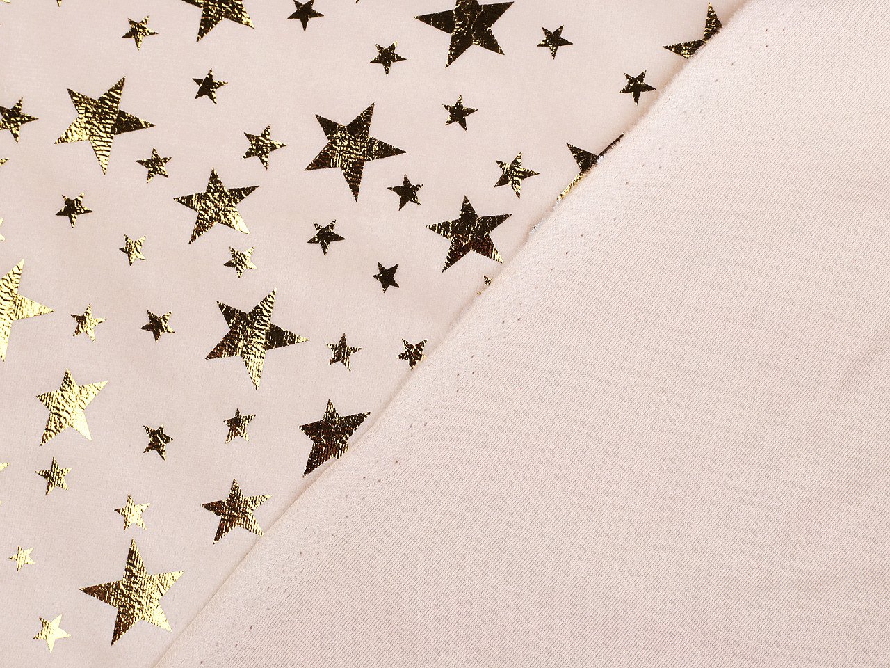 Catifea cu imprimeu steluțe - Bej deschis (1 Metru)