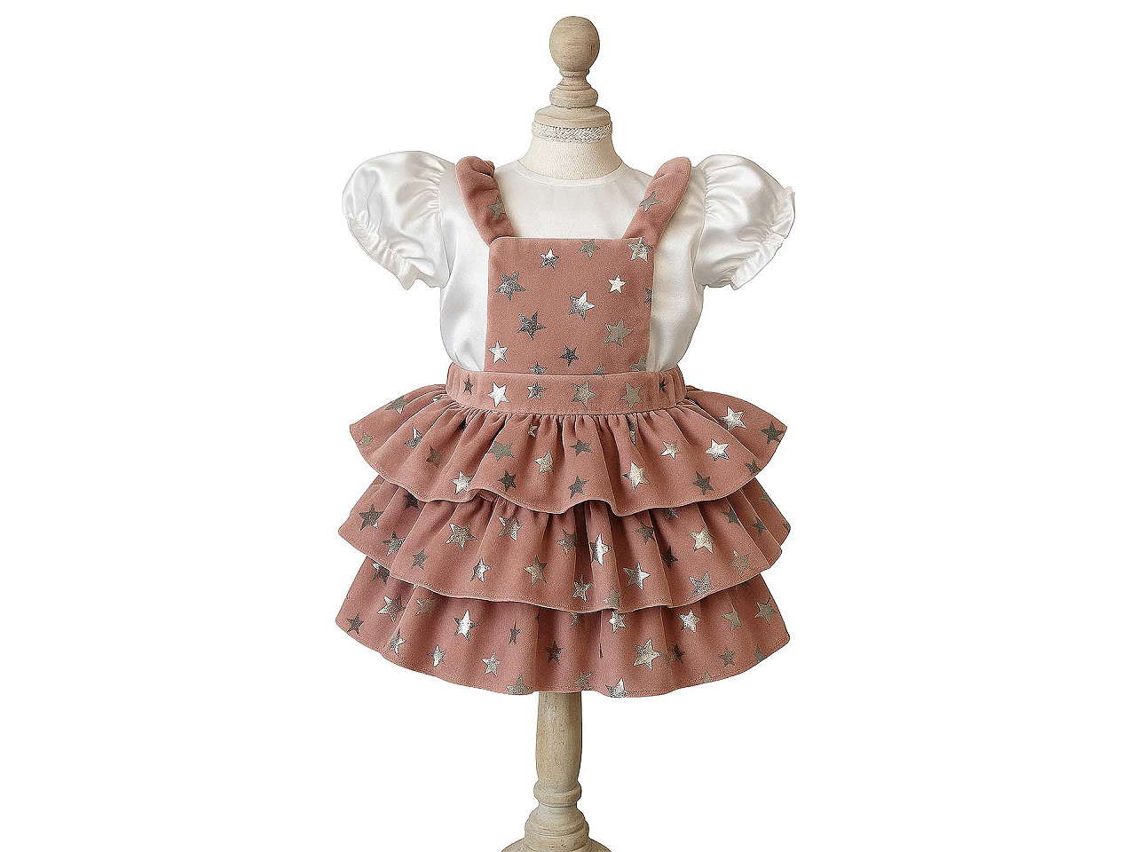 Catifea cu imprimeu steluțe - Bej deschis (1 Metru)