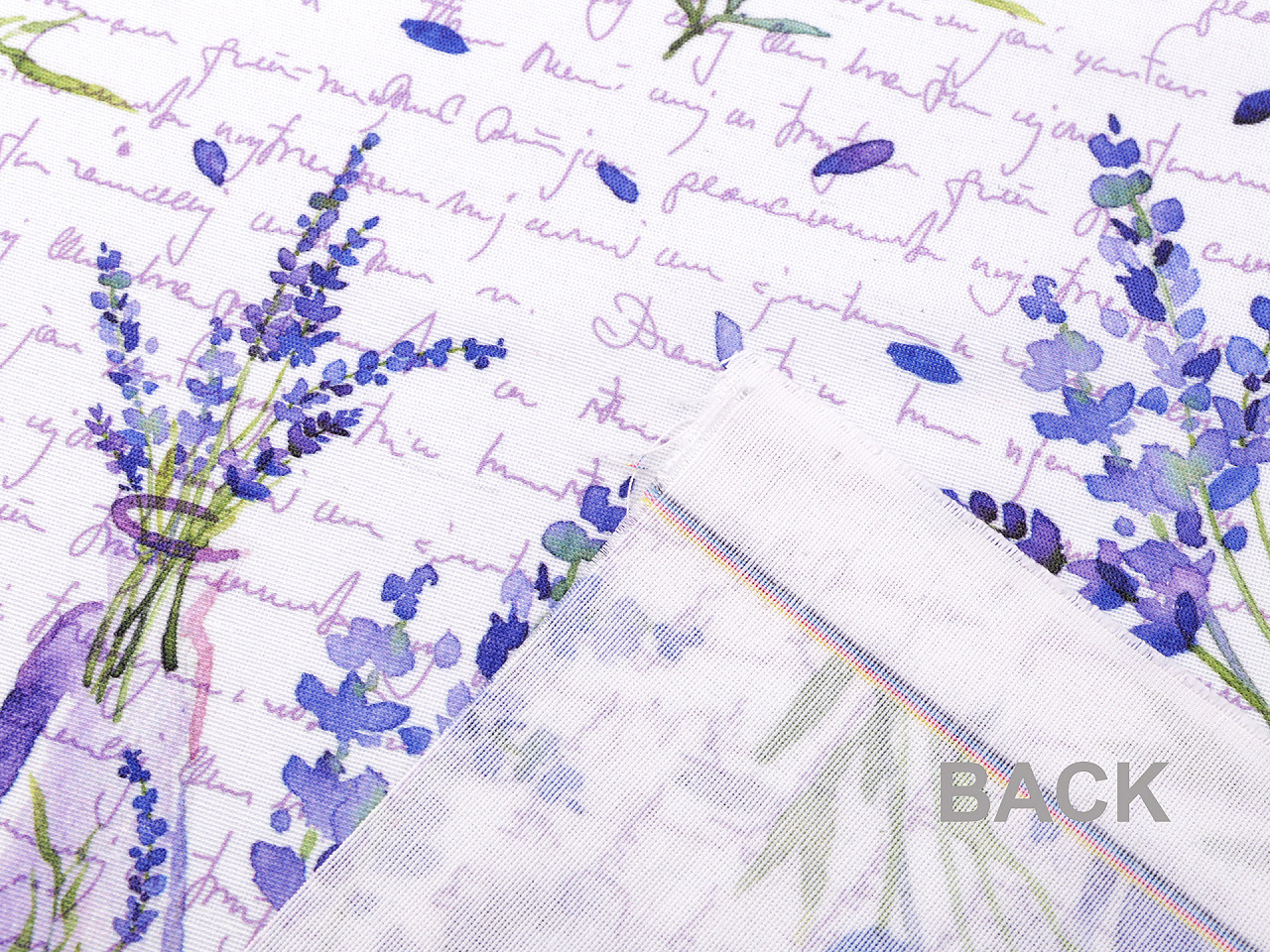 Tesatura decorativa loneta lavanda - Alb (1 Metru)