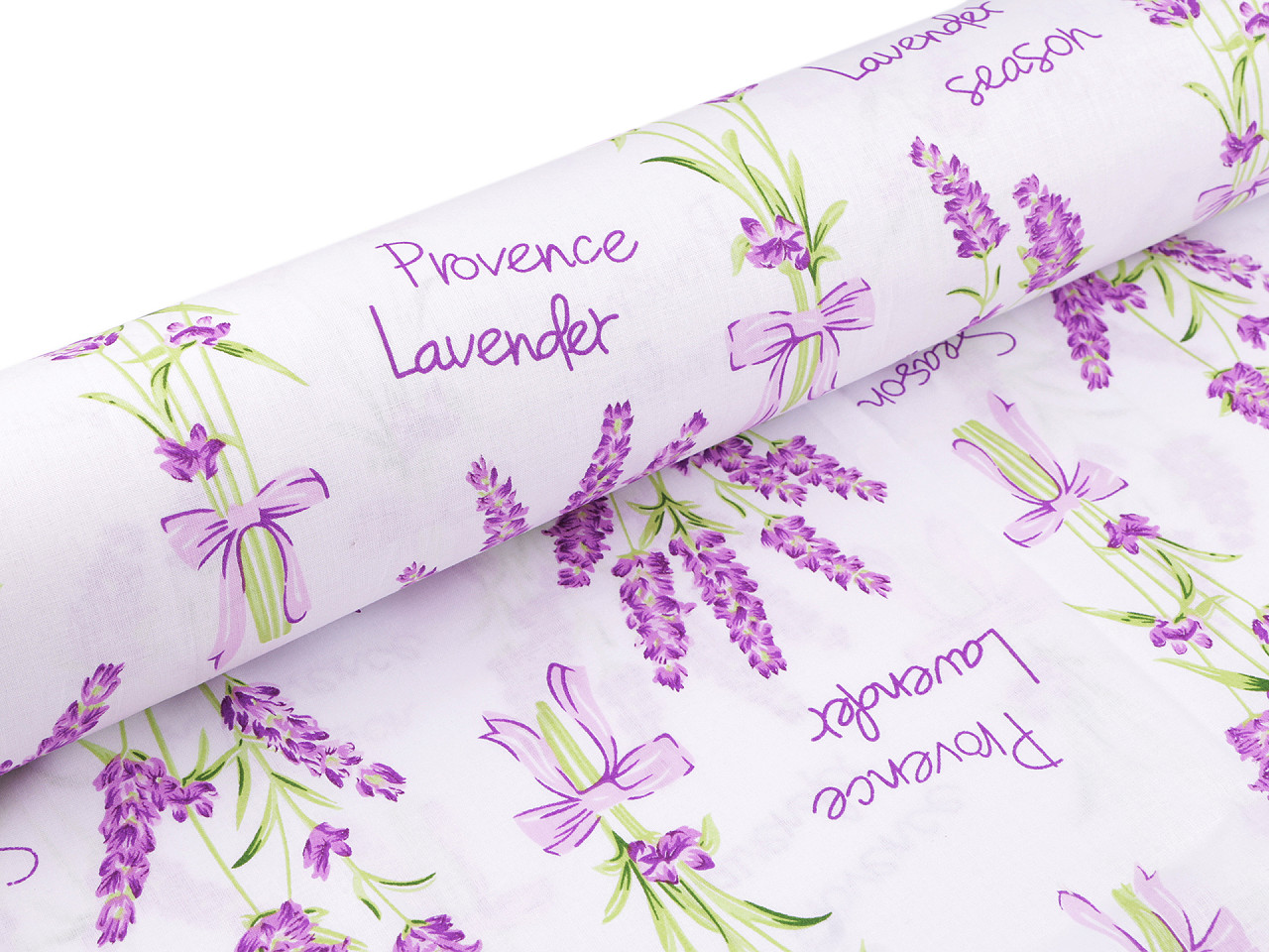 Țesătură / pânză din bumbac lavandă - Alb (1 Metru)