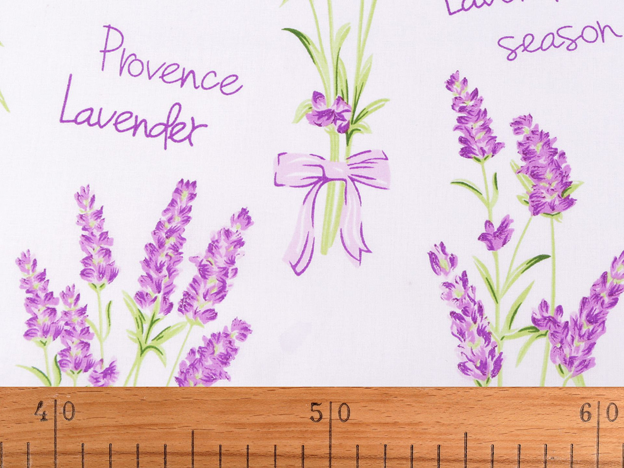 Țesătură / pânză din bumbac lavandă - Alb (1 Metru)