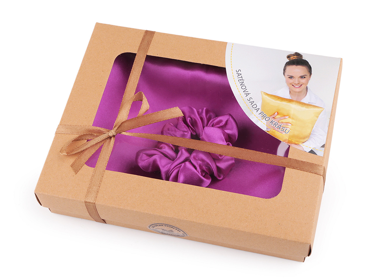 Set de dormit, fata de perna din satin si elastic de par - Roșu (1 Bucată)