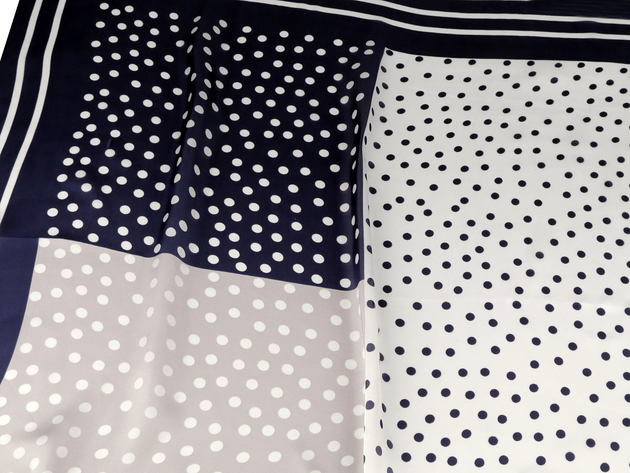 Eșarfă din satin cu buline 70x70 cm - Albastru închis (1 Bucată)