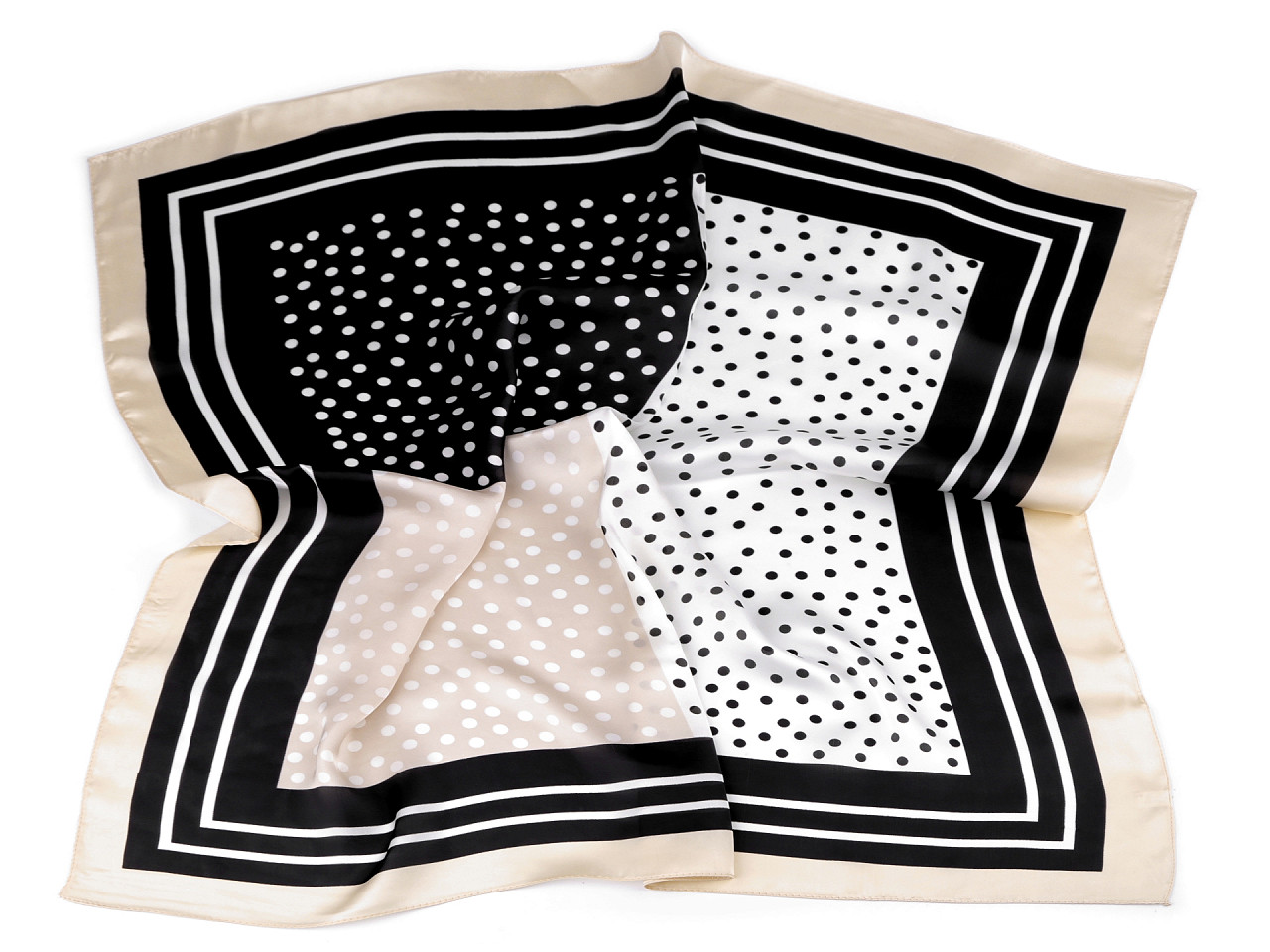 Eșarfă din satin cu buline 70x70 cm - Albastru închis (1 Bucată)