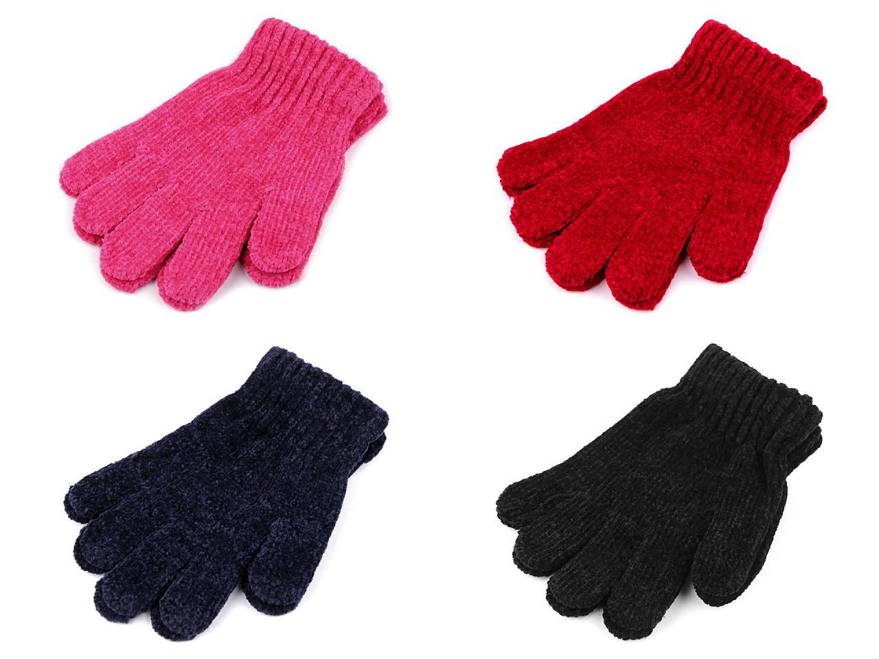 Mănuși chenille pentru copii - Albastru închis (1 Pereche)