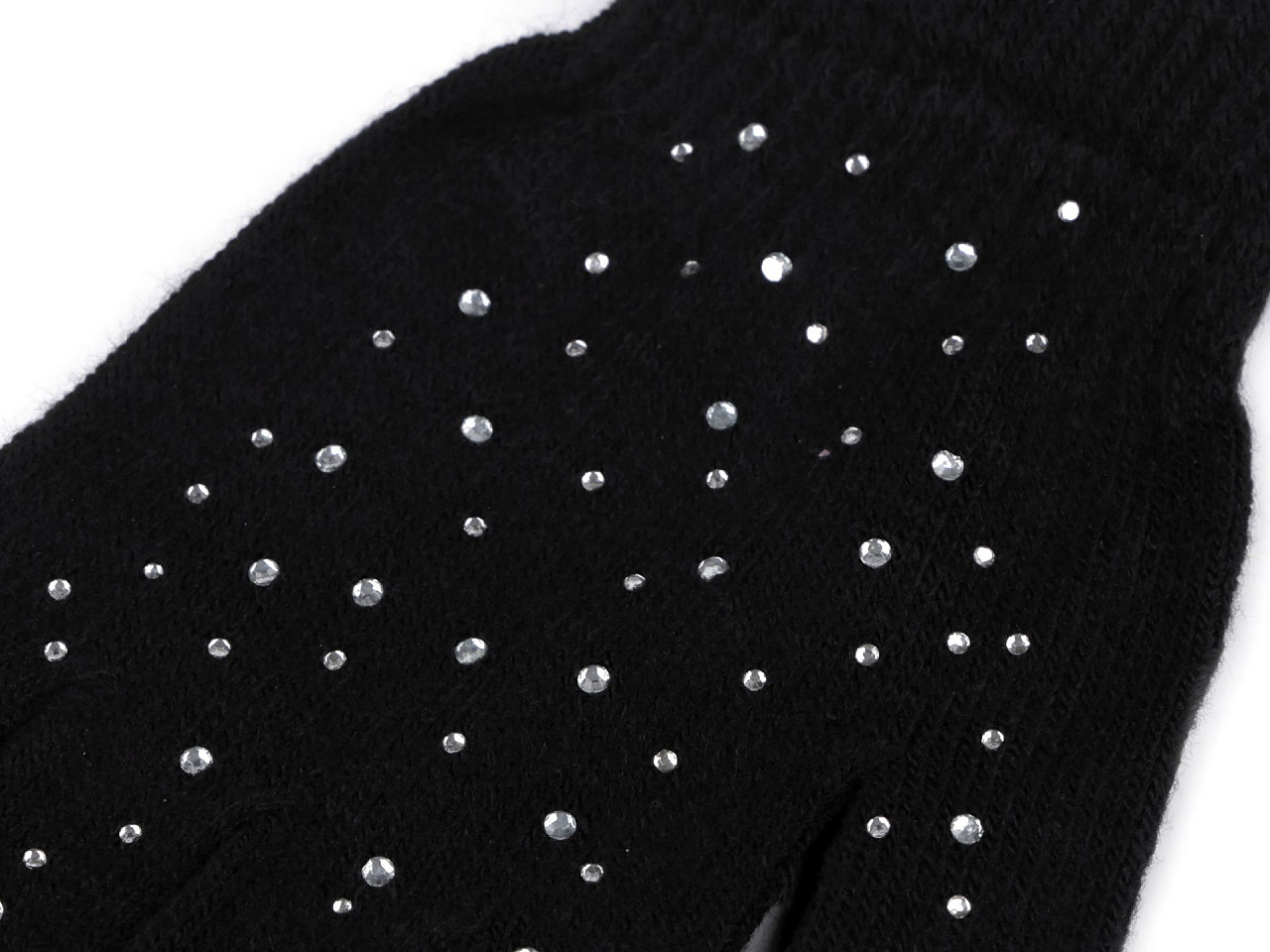 Mănuși tricotate femei/fete cu strasuri - Negru (1 Pereche)