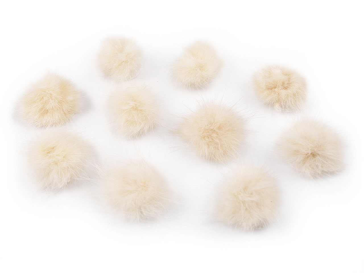 Aplicatie pompon din blană ø3 cm - Alb (10 Bucăți)