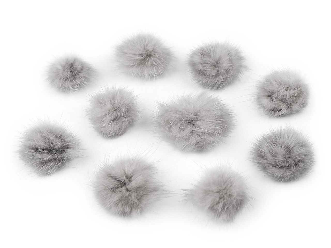 Aplicatie pompon din blană ø3 cm - Alb (10 Bucăți)