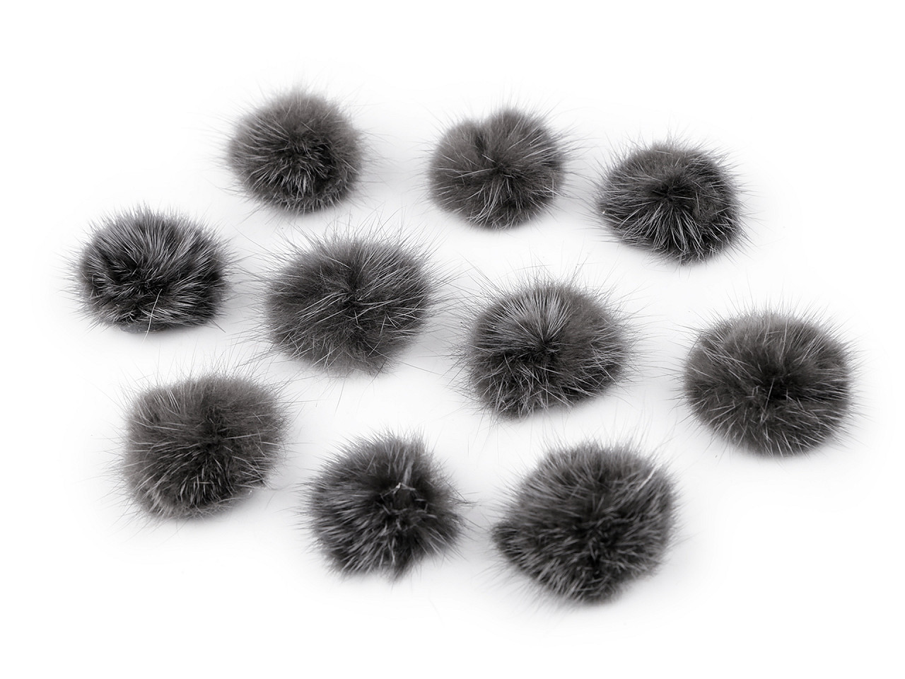 Aplicatie pompon din blană ø3 cm - Alb (10 Bucăți)