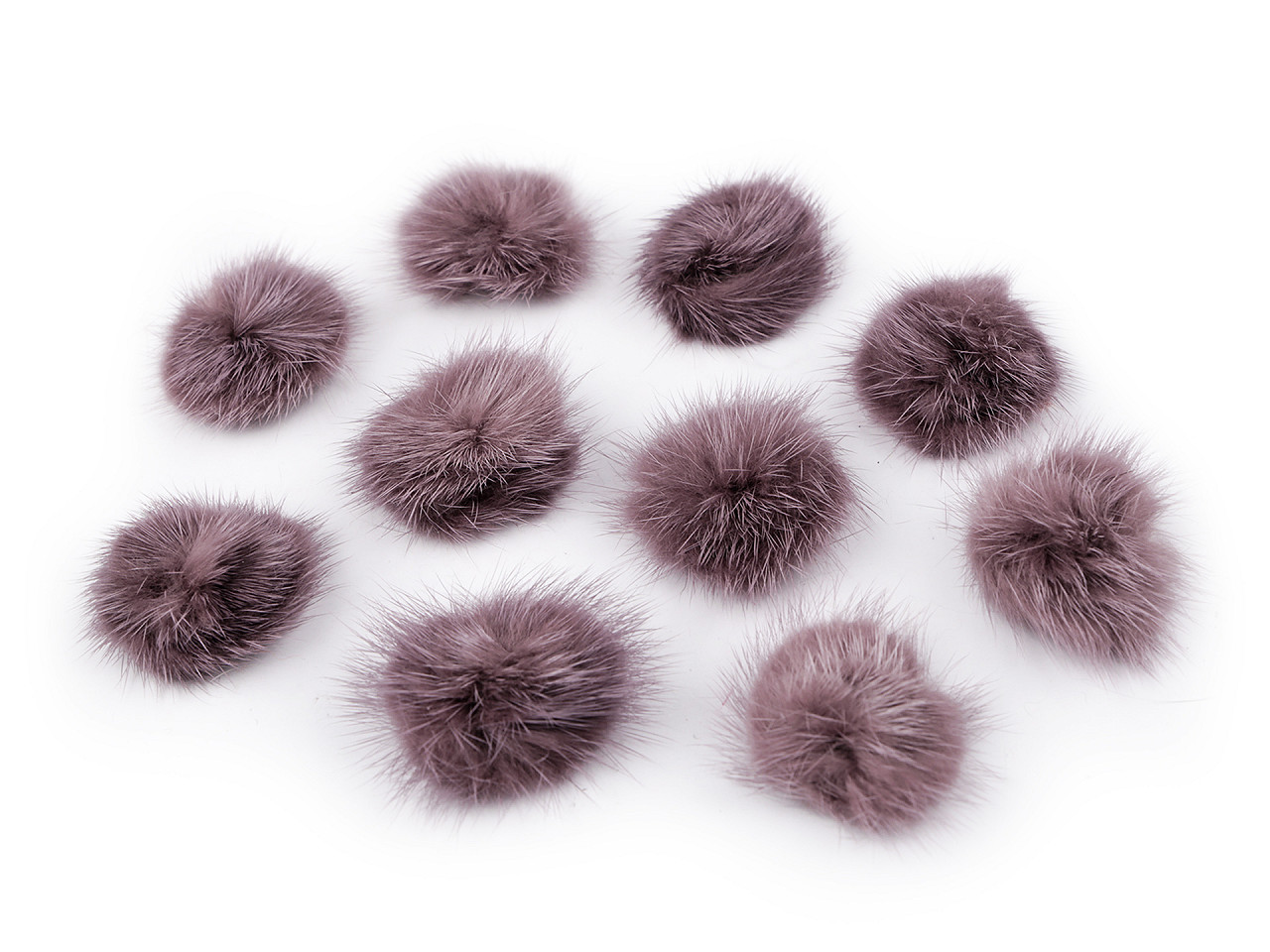 Aplicatie pompon din blană ø3 cm - Alb (10 Bucăți)