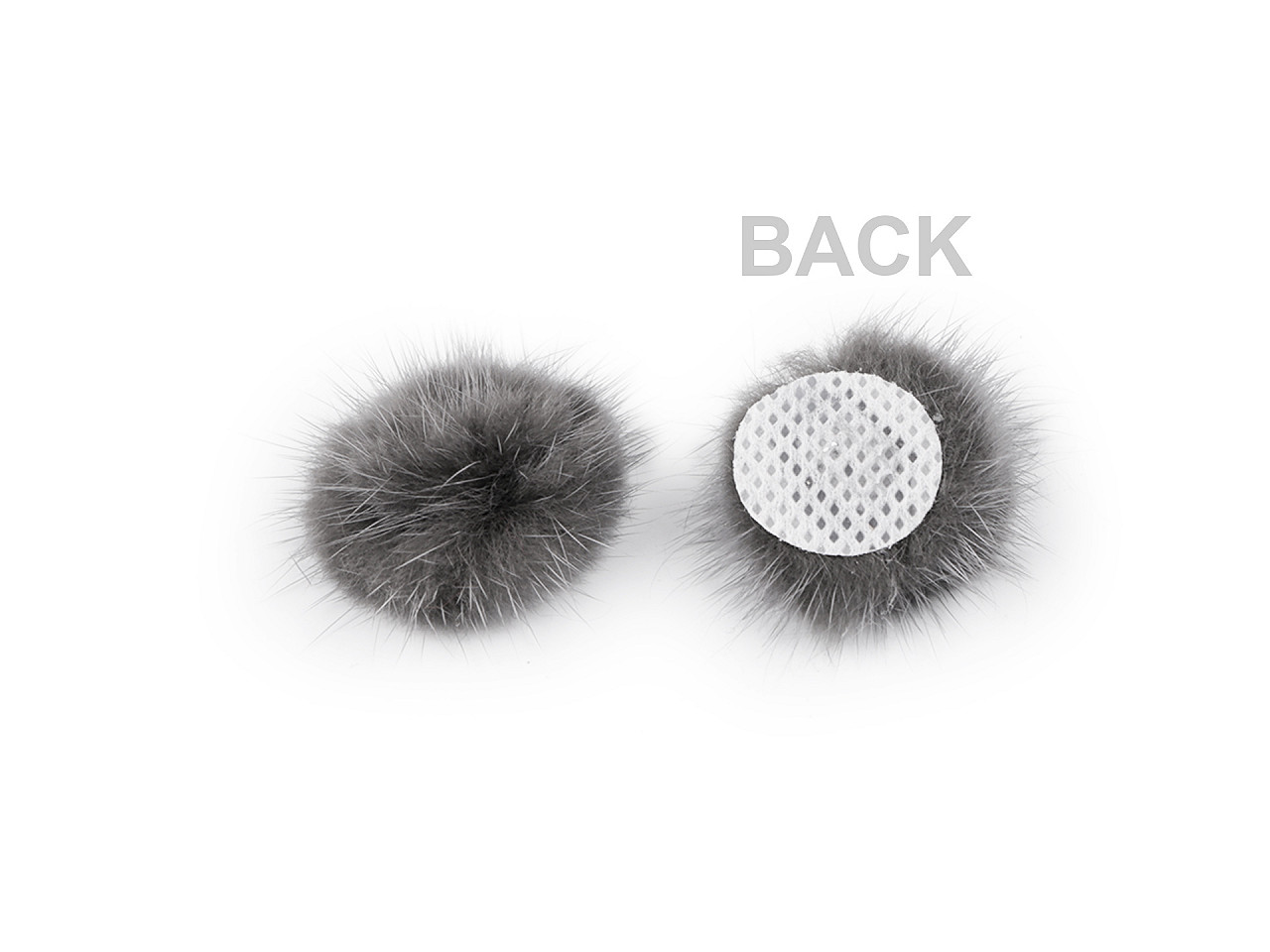 Aplicatie pompon din blană ø3 cm - Alb (10 Bucăți)