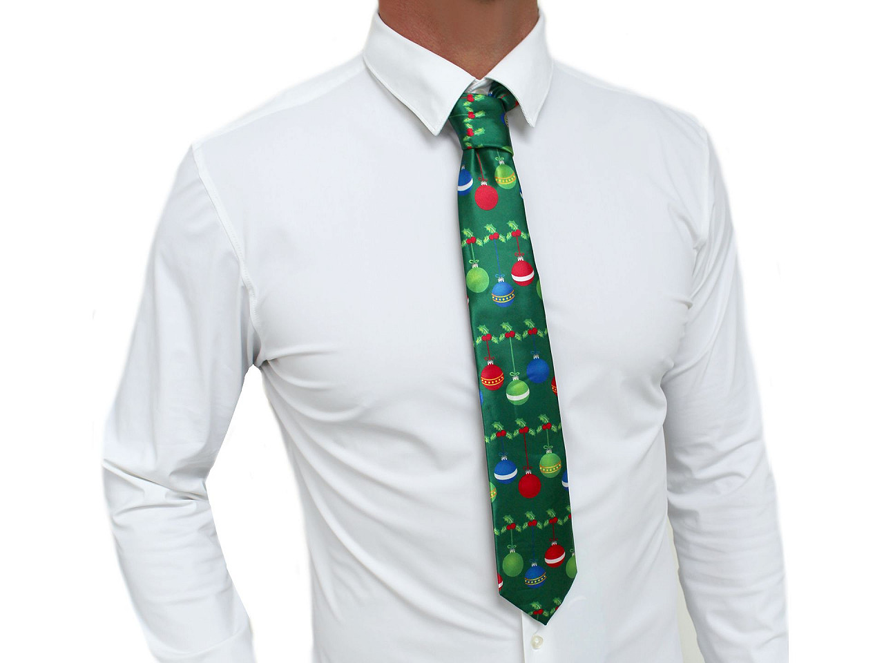 Cravată din satin de crăciun - Verde (1 Bucată)