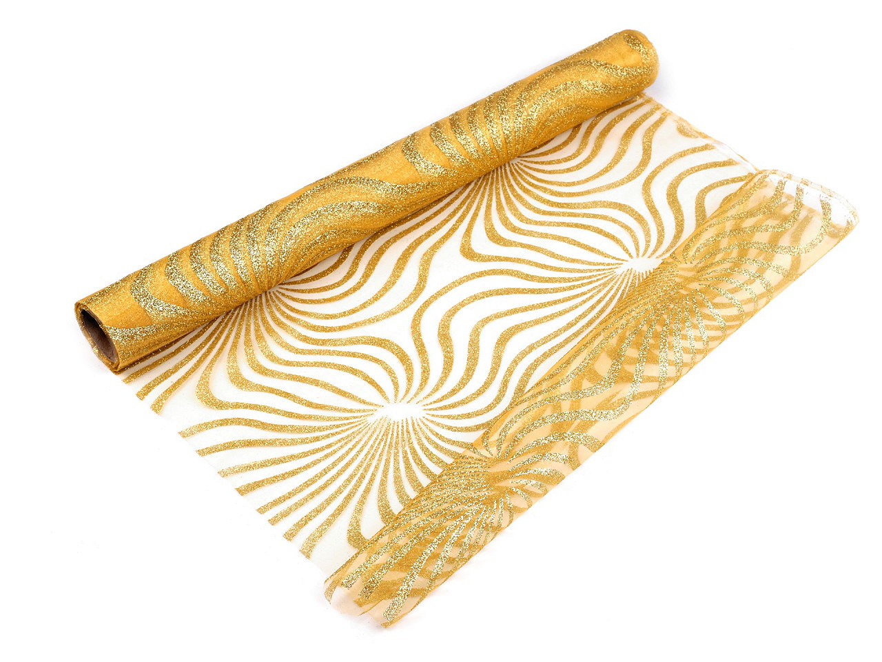 Organza cu sclipici, latime 48 cm - Auriu (9 Metri)