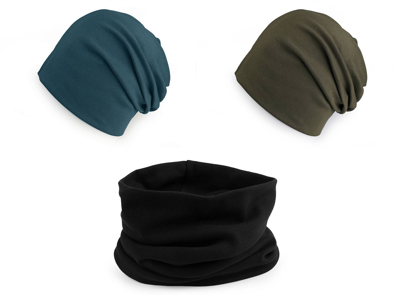 Caciula din bumbac  / fular unisex - Negru (1 Bucată)