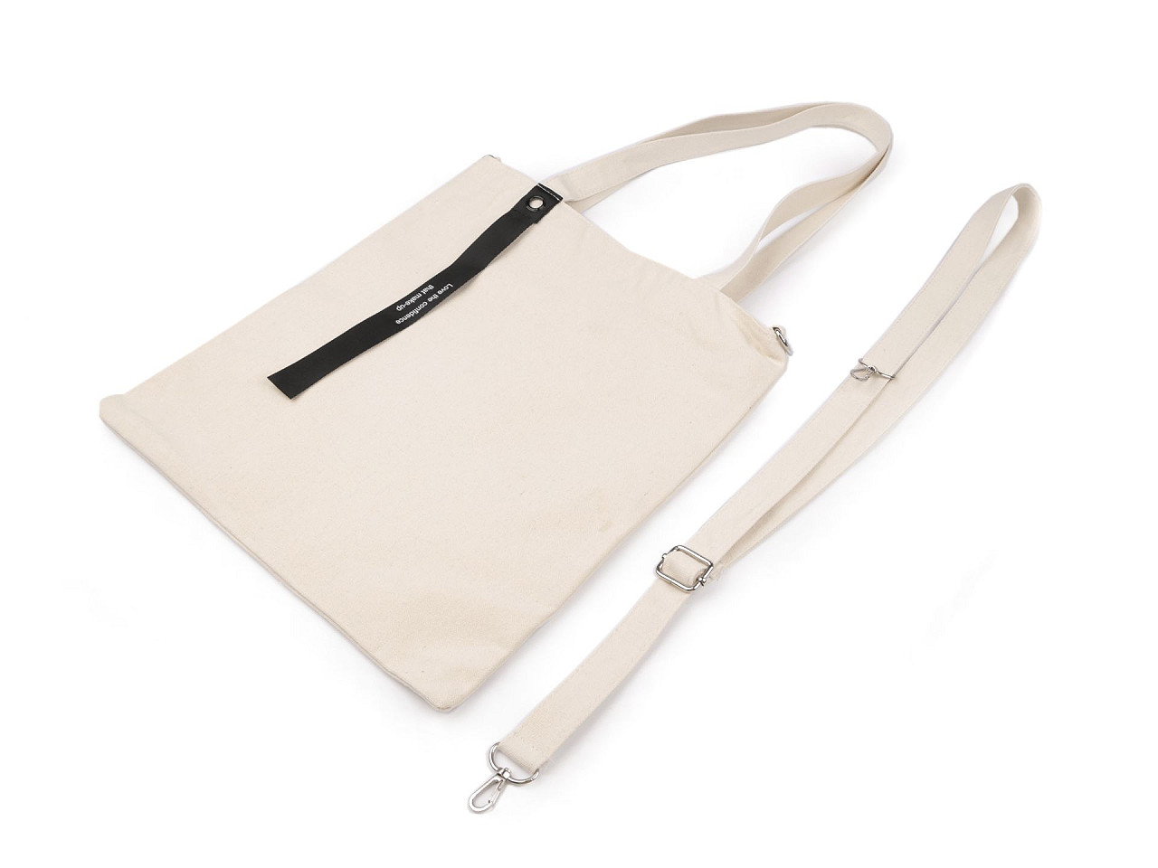 Geanta textila bumbac / crossbody  33x38 cm - Ecru deschis (1 Bucată)