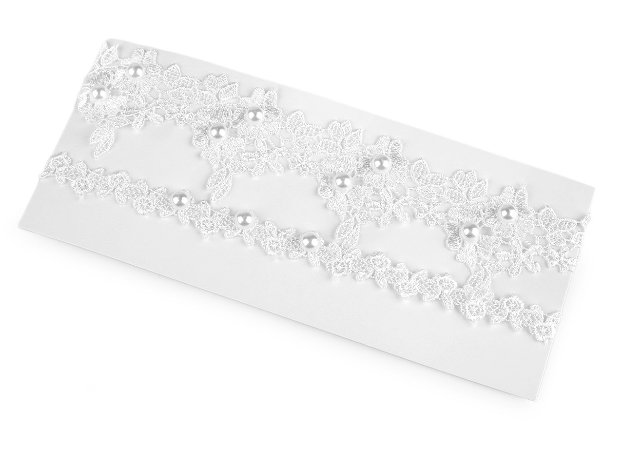 Set jartiere de nunta din dantela cu perle - Alb (1 Set)