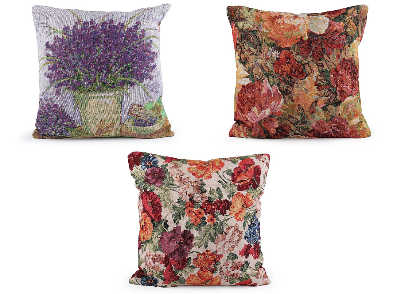 Fata de perna goblen flori 45x45 cm - Roz somon închis (1 Bucată)