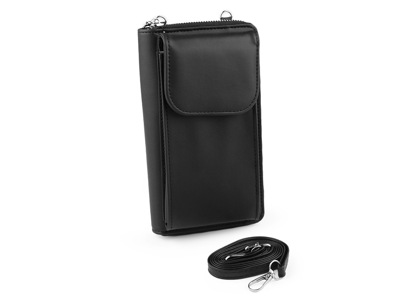 Portofel crossbody cu buzunar pentru telefon mobil 11x19cm - Negru (1 Bucată) Portofel crossbody cu buzunar pentru telefon mobil 11x19cm - Negru (1 Bucată)