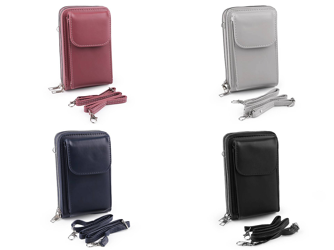 Portofel crossbody cu buzunar pentru telefon mobil 11x18cm - Albastru închis (1 Bucată)