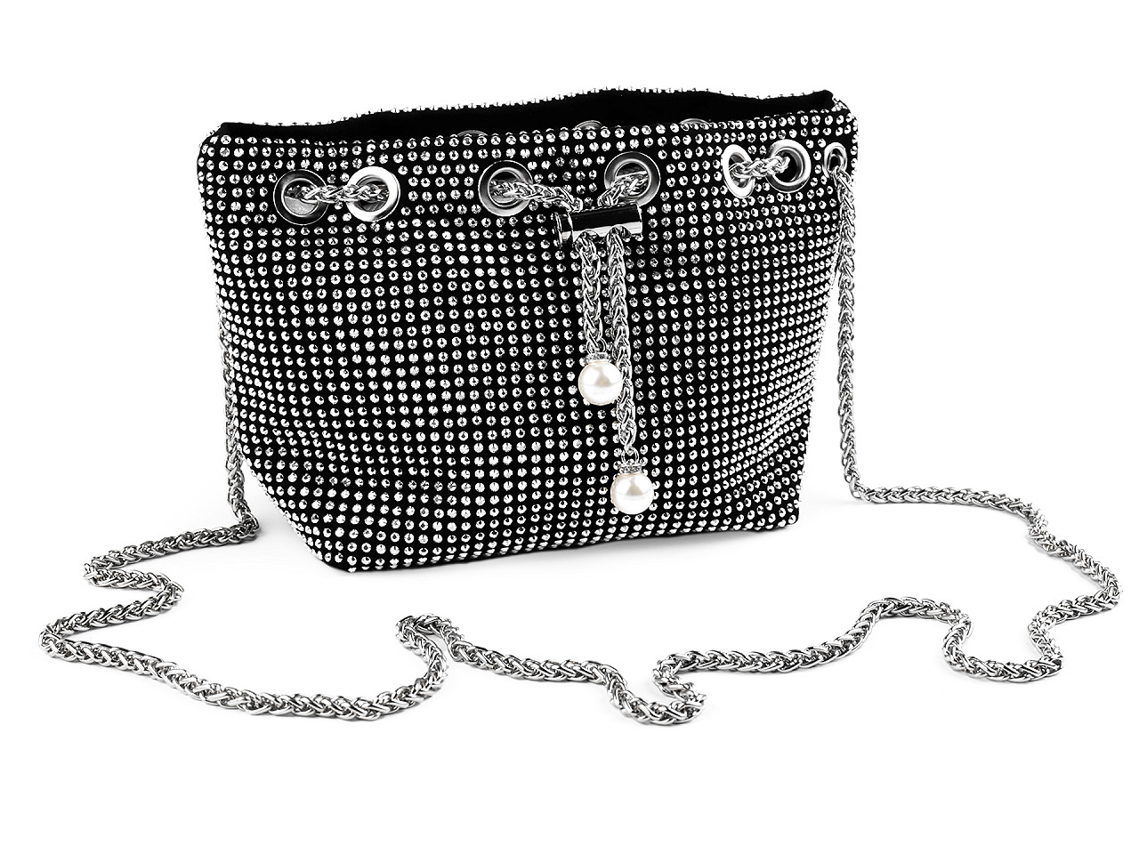 Geanta cu strasuri 25x14,5 cm - Negru (1 Bucată)