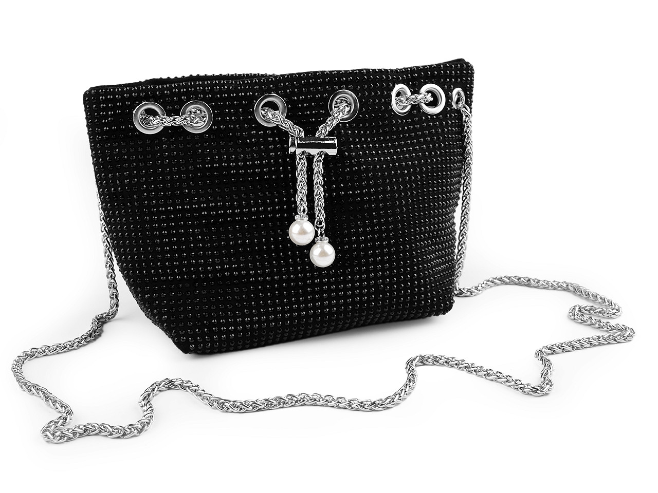 Geanta cu strasuri 25x14,5 cm - Negru (1 Bucată)