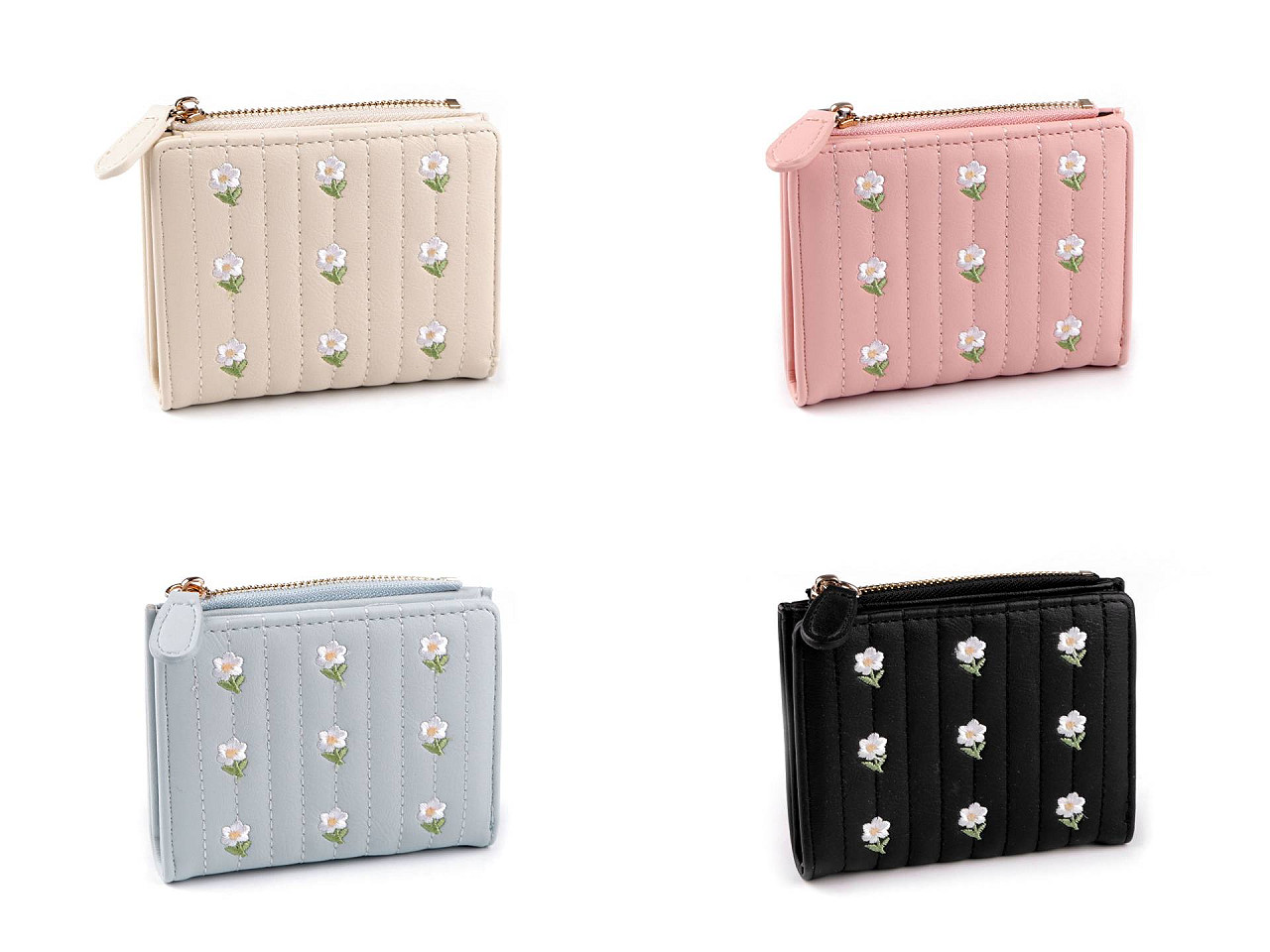 Portofel de dama brodat 9x12 cm - Negru (1 Bucată)