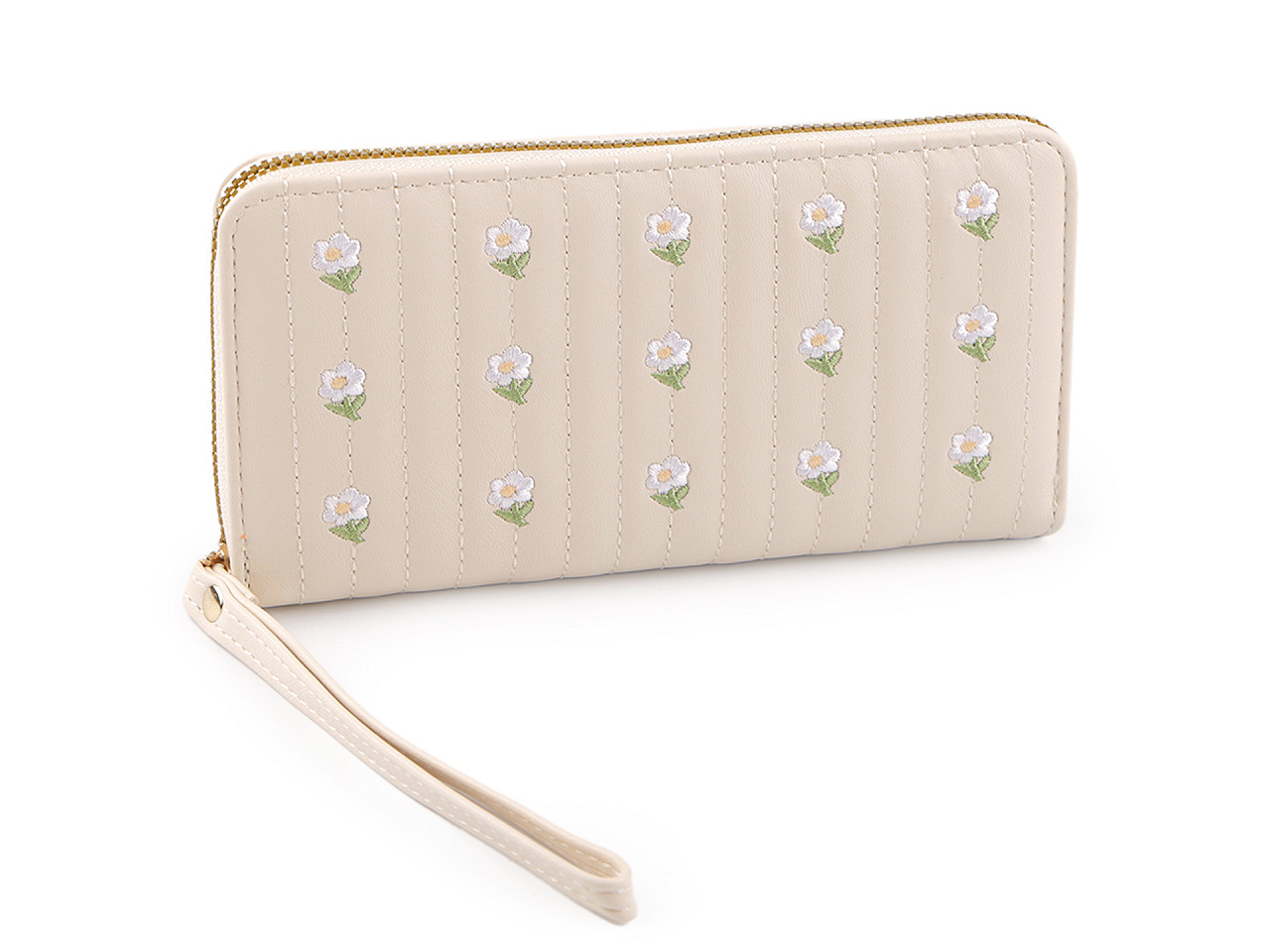 Portofel de dama brodat 10x19 cm - Bej deschis (1 Bucată)