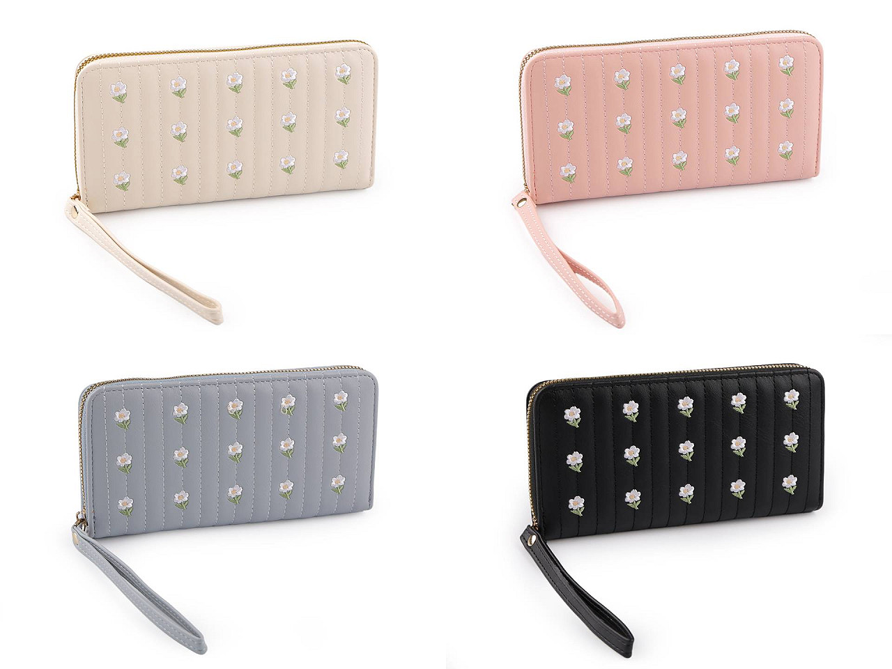 Portofel de dama brodat 10x19 cm - Bej deschis (1 Bucată)