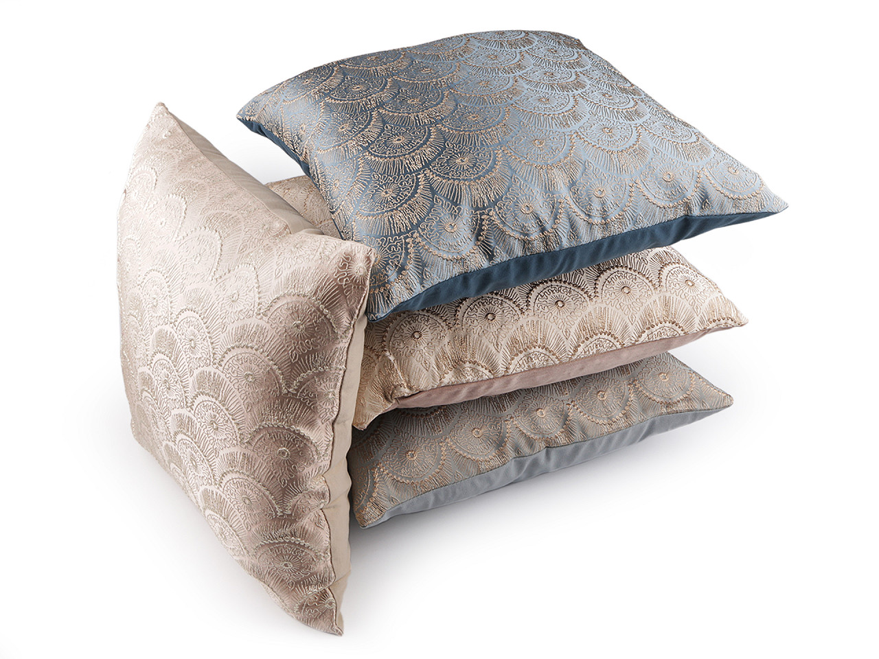 Fata de perna brodata 45x45 cm - Bej deschis (2 Bucăți)