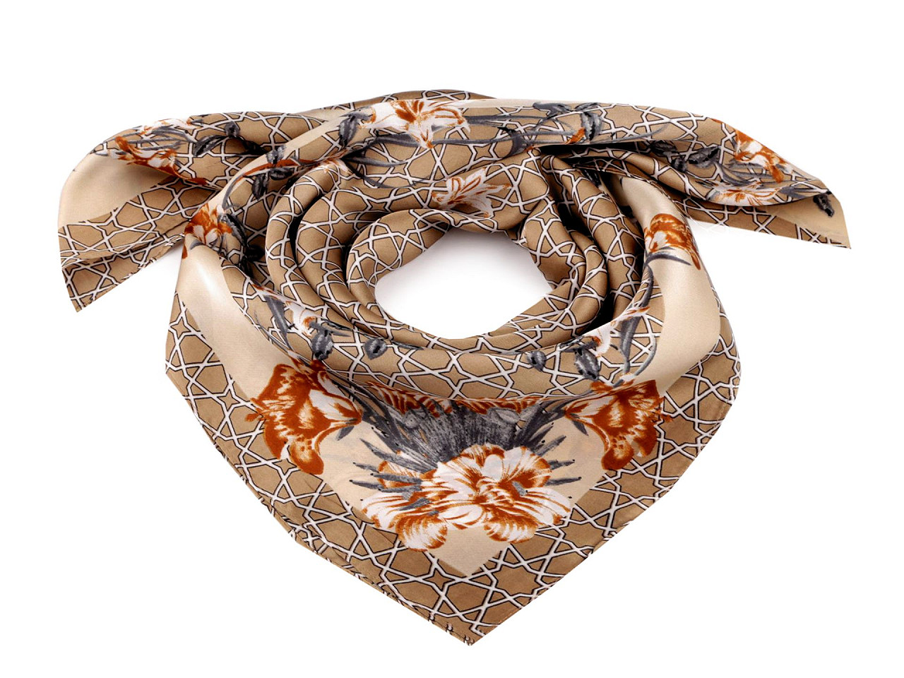 Eșarfă din satin 70x70 cm - Bej (1 Bucată)