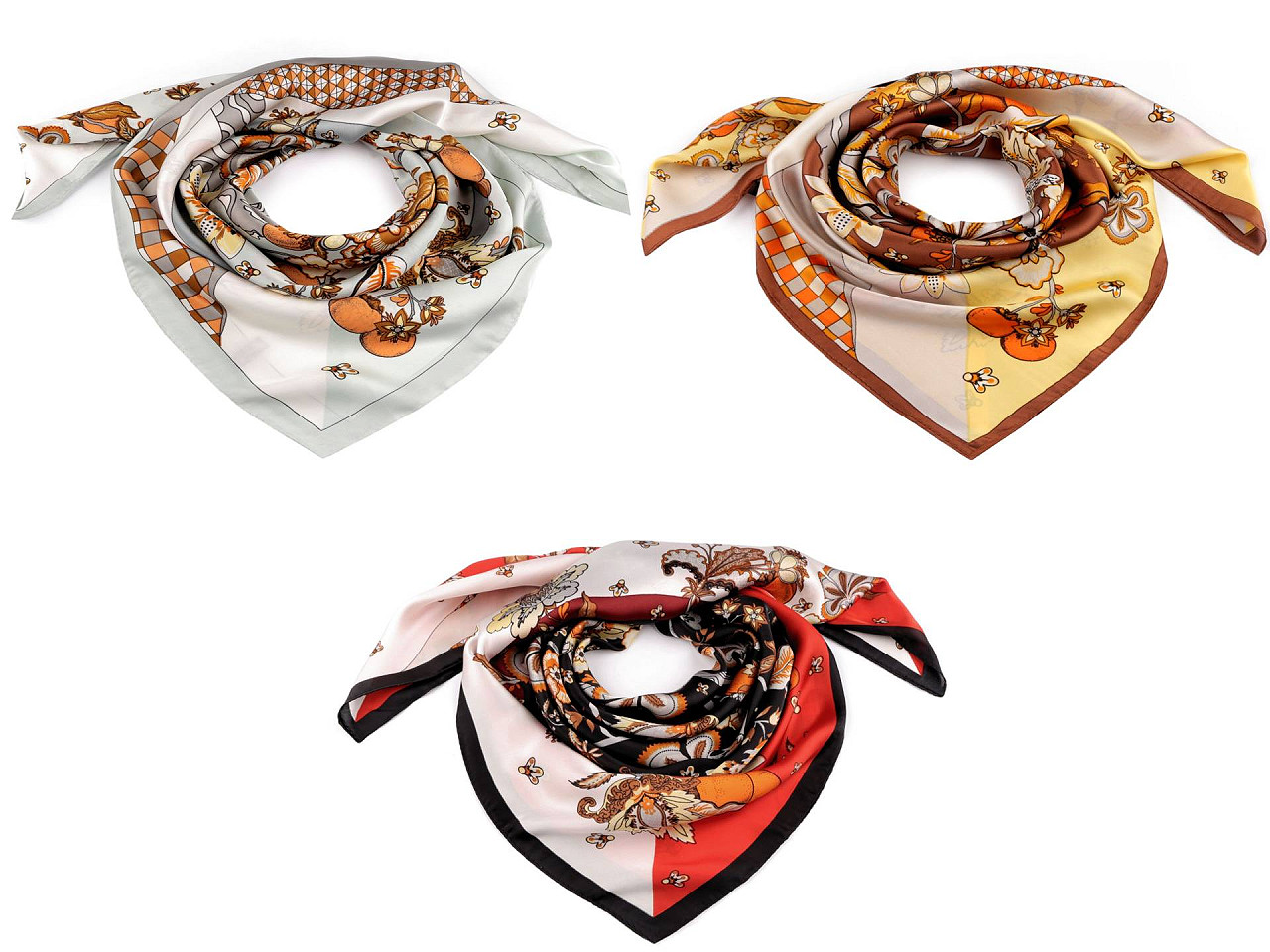 Eșarfă din satin 70x70 cm - Negru (1 Bucată)