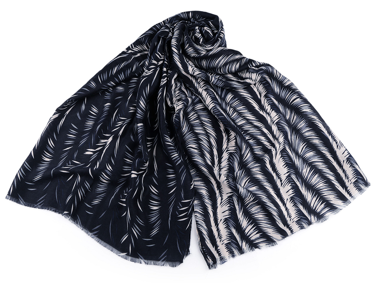 Eșarfă / șal frunze 85x180 cm - Albastru închis (1 Bucată)